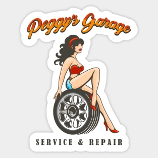 Car Service Poster with Biker Girl Sticker